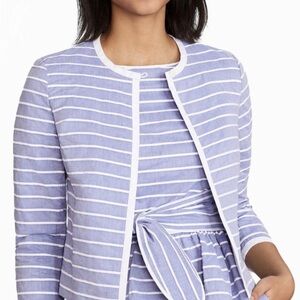 Brooks Brothers Blue White Stripe Lightweight Jacket Blazer One Button Sz 8 EUC